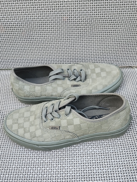 Vans Other - Vans Authentic Mono Checkerboard Olive Green Suede Shoes Men 6 Women 7.5